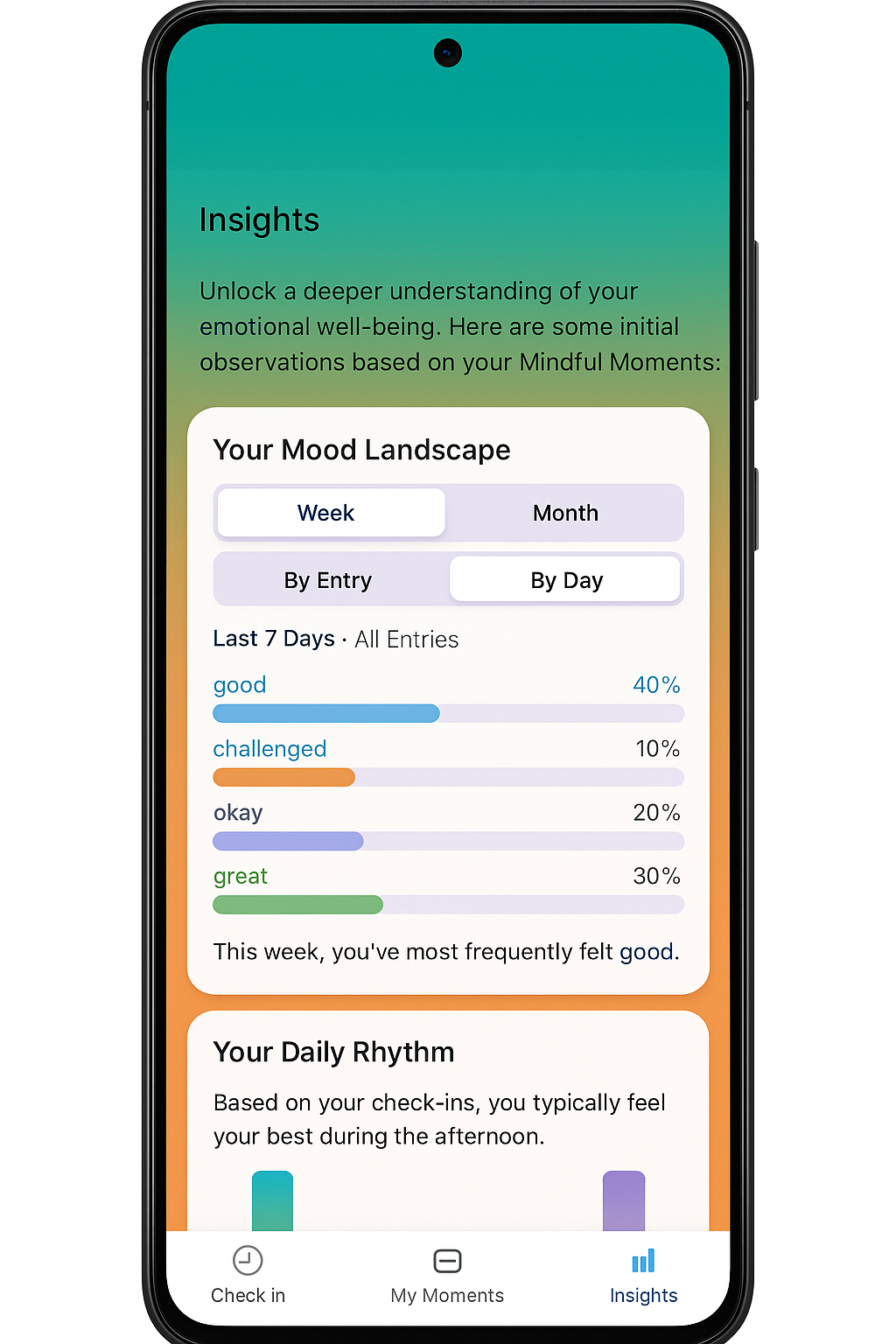 Mindful Moment App Mood Log Screen